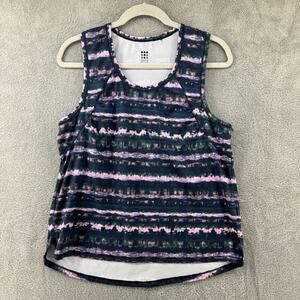 Tittle Nine Top Womens L Green Pink Tank Sleeveless Scoop Neck Casual Athletic